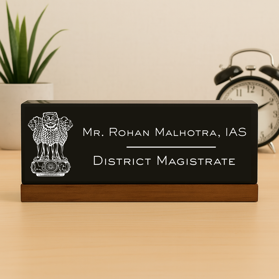 Executive Desk Name Plate for Indian Emblem