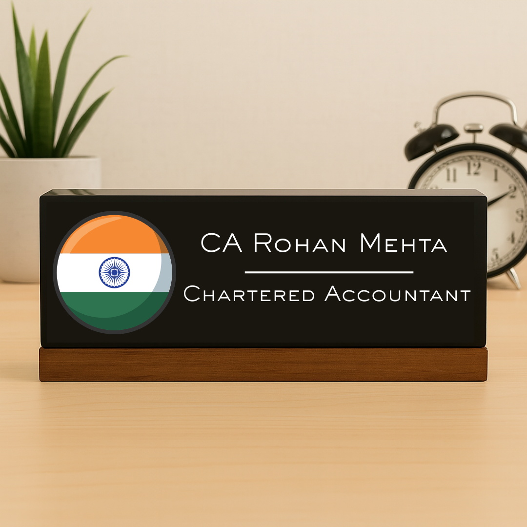 Executive Desk Name Plate for India Logo
