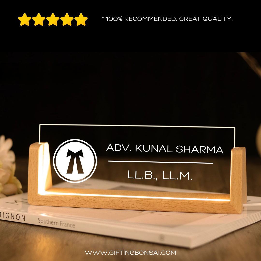 Desk Name Plate With LED Light - Advocates