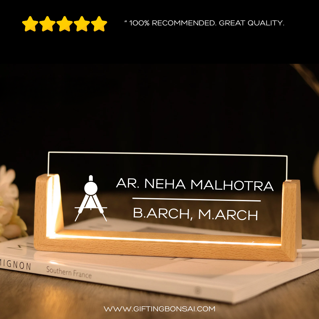 Desk Name Plate With LED Light - Architects