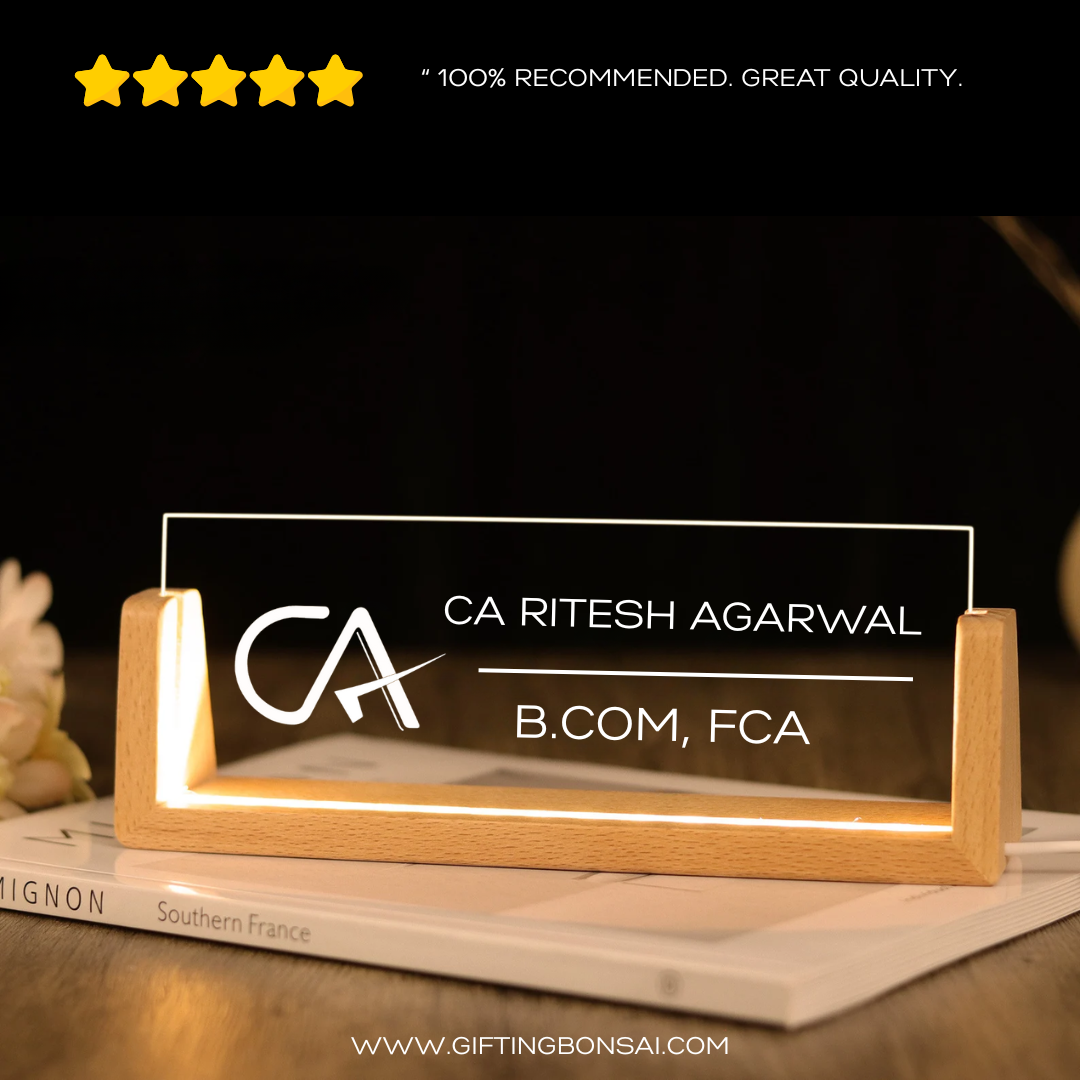 Desk Name Plate With LED Light - CA