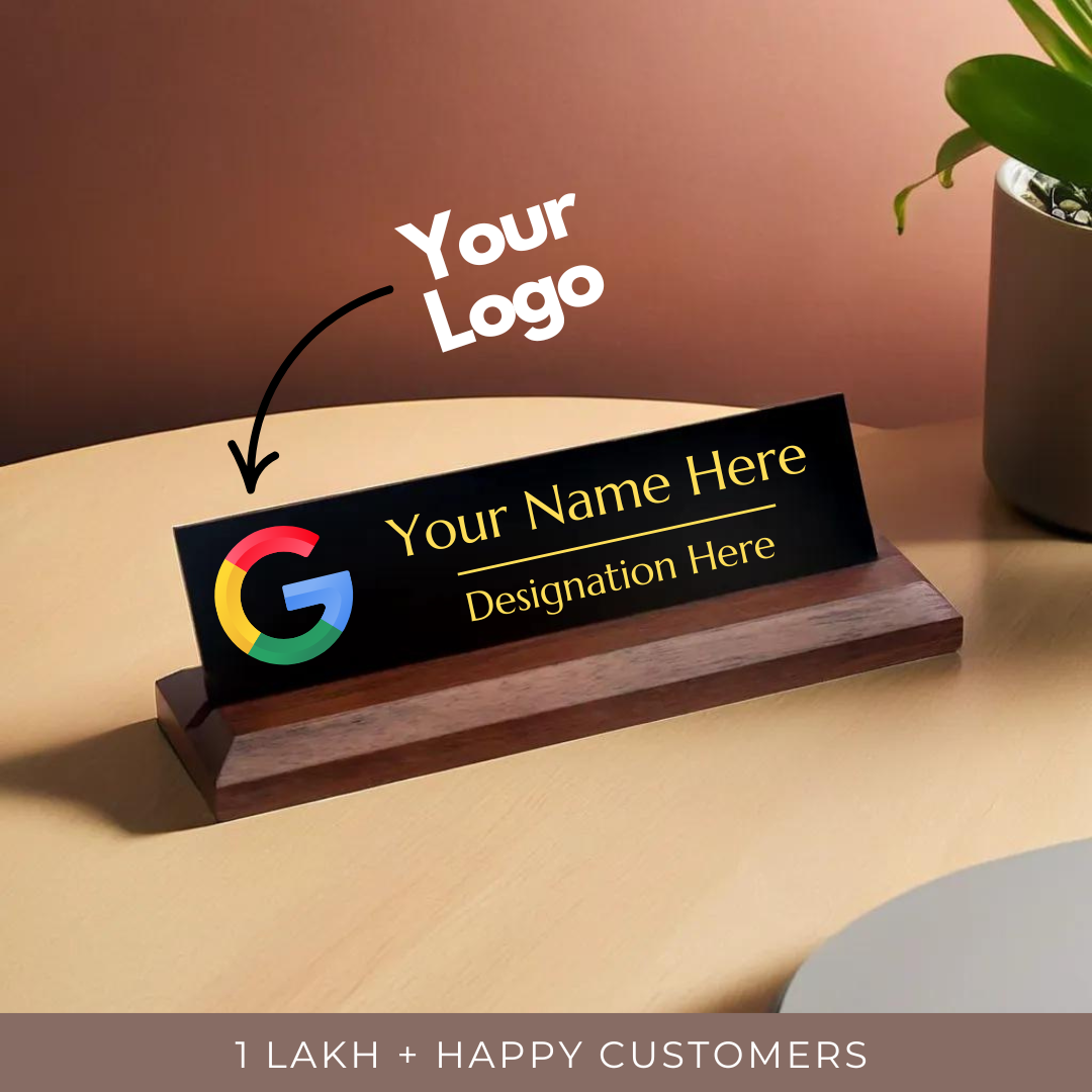 Desk Name Plate with Custom Logo